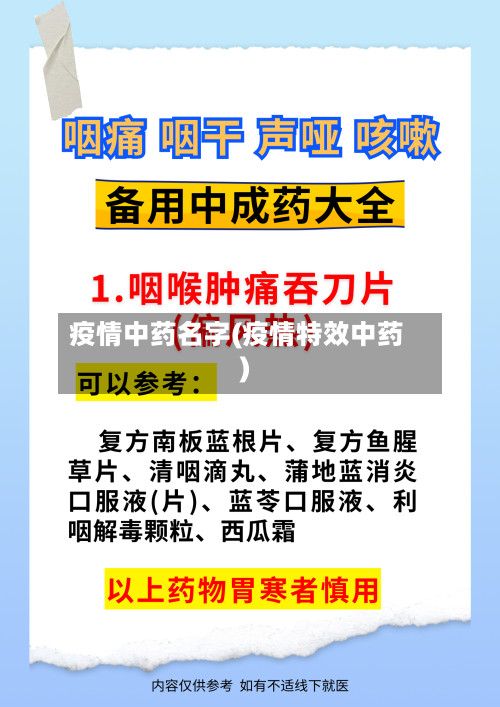 疫情中药名字(疫情特效中药)-第2张图片
