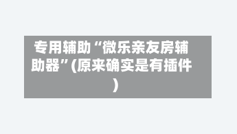 专用辅助“微乐亲友房辅助器	”(原来确实是有插件)-第2张图片
