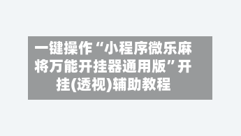 一键操作“小程序微乐麻将万能开挂器通用版	”开挂(透视)辅助教程-第2张图片
