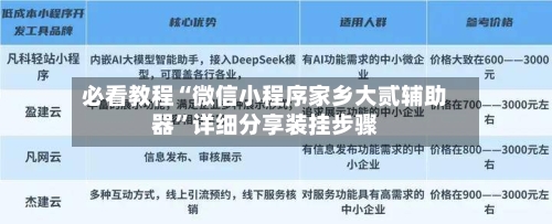 必看教程“微信小程序家乡大贰辅助器”详细分享装挂步骤