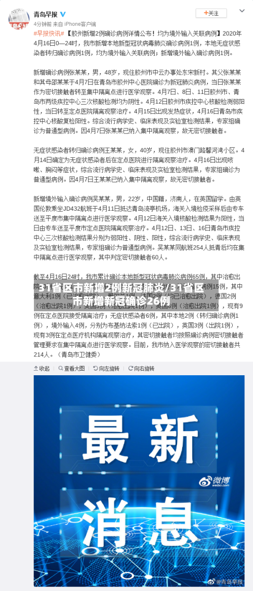 31省区市新增2例新冠肺炎/31省区市新增新冠确诊26例-第2张图片