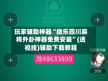玩家辅助神器“微乐四川麻将外卦神器免费安装”(透视挂)辅助下载教程-第3张图片