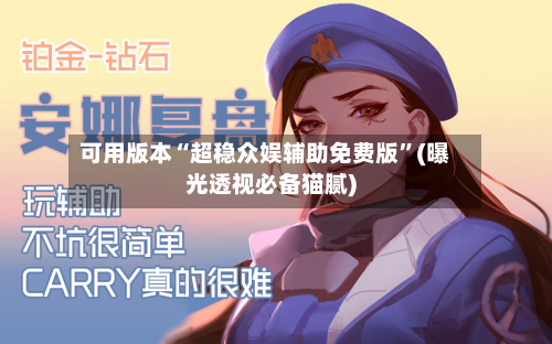 可用版本“超稳众娱辅助免费版”(曝光透视必备猫腻)-第3张图片